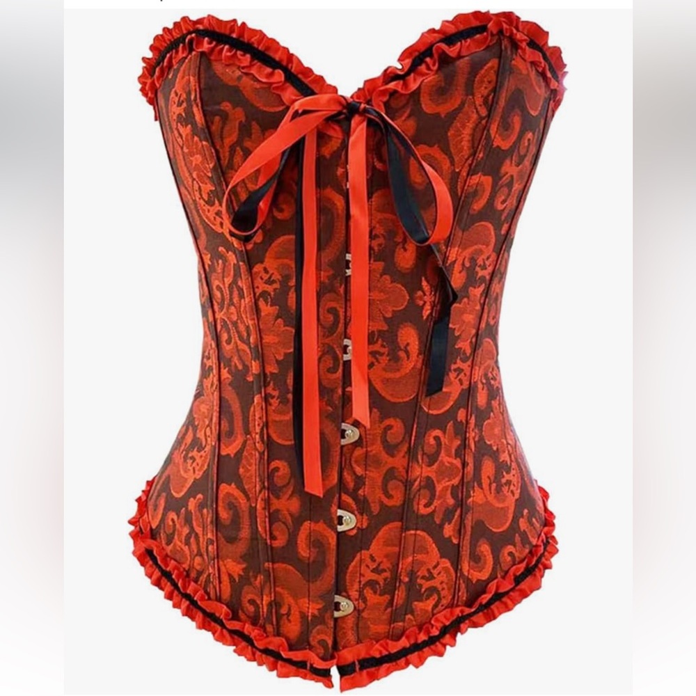Elegant Red Corset with Black Accents